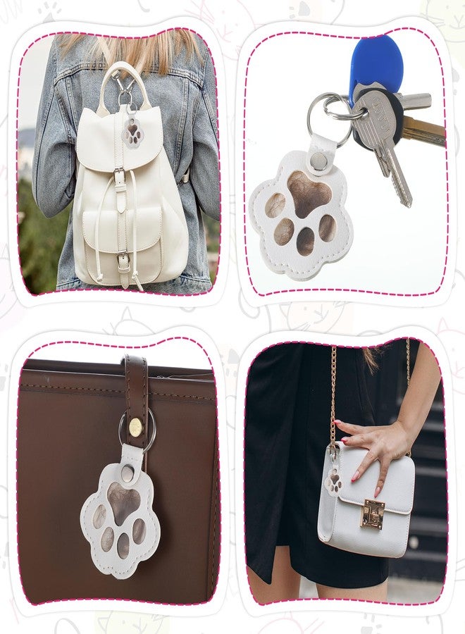 Zelphvt 3 Pcs Cat Dog Hair Keychain, Memory Keepsake Cats Dogs Pet Paw Print Keychain White Pet Hair Storage Keychains Paw Shaped Leather Keychains Pets Memorial Gift Keyring Pets Love Gift - Image 3